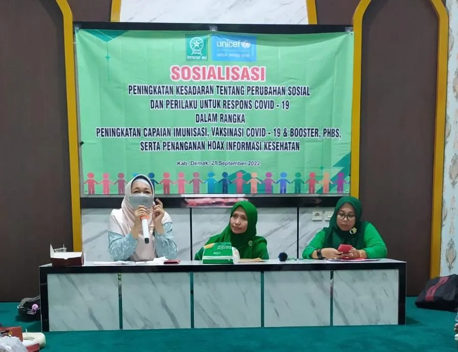 Fatayat NU Demak Gandeng Dinas Kesehatan Sosialisasikan Kesadaran Perubahan Sosial dan Perilaku Respon Covid-19