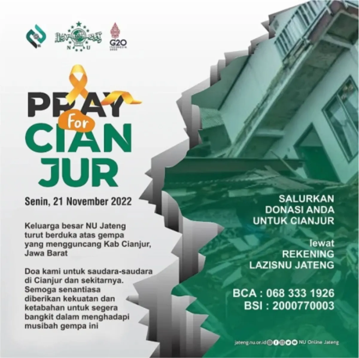 Ketua lazisnu Jateng: Ajak Warga Nahdliyin Alokasikan Bantuan Korban Gempa Cianjur Lewat Satu Pintu