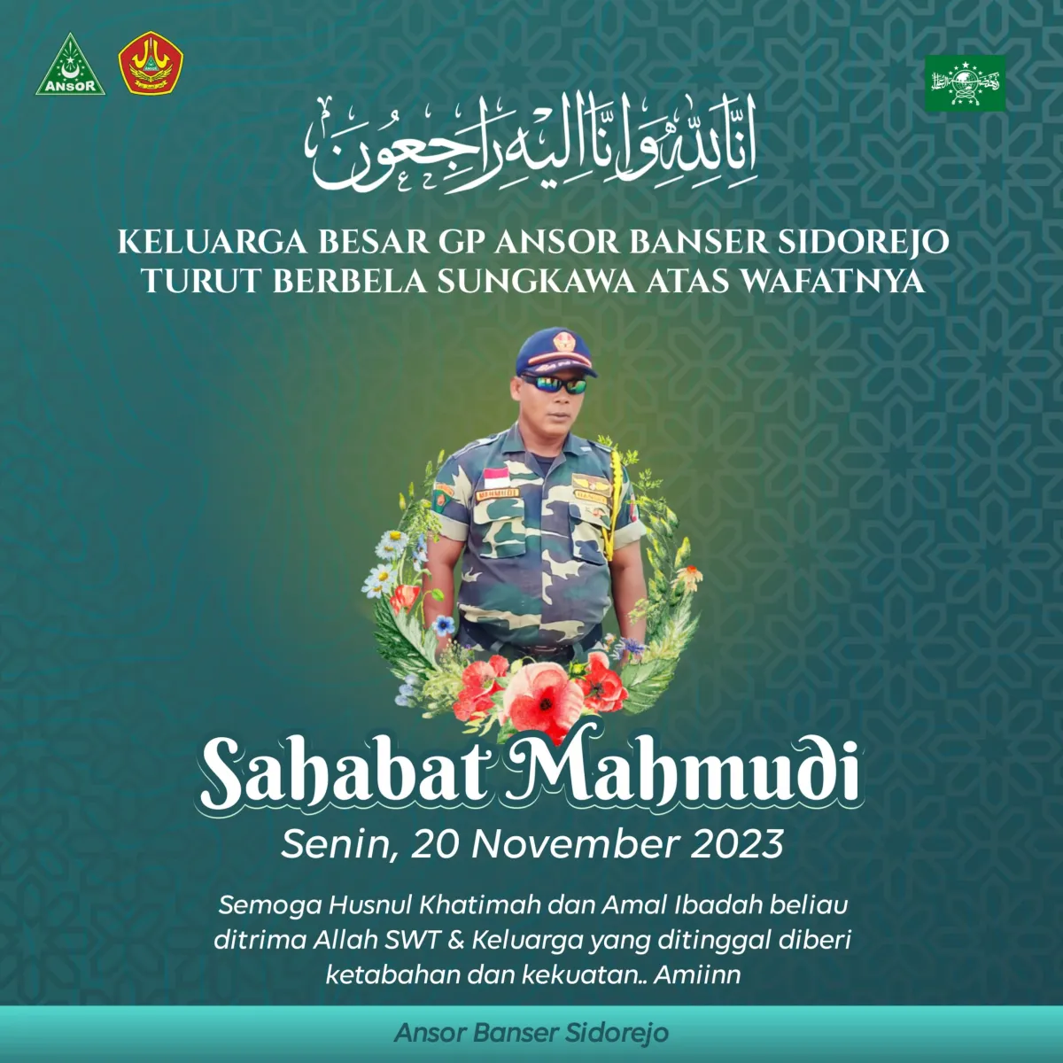 Salah Satu Kader Banser Meninggal, GP Ansor Sidorejo Berduka